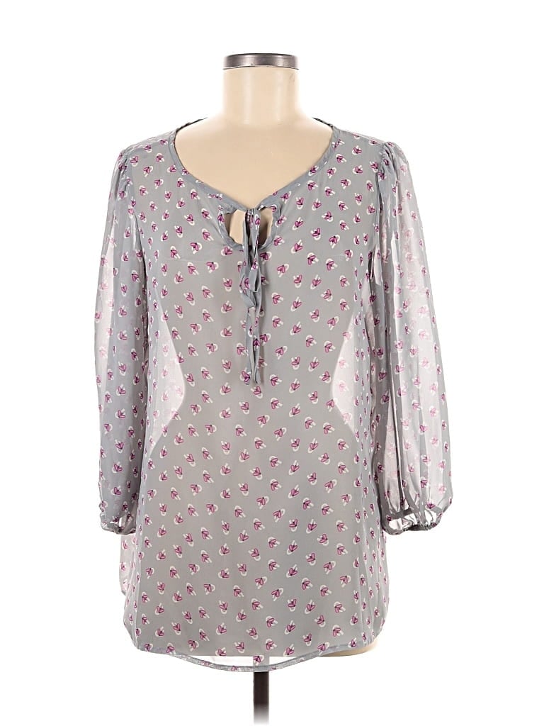 Pre-owned Pleione 3/4 Sleeve Blouse In Gray