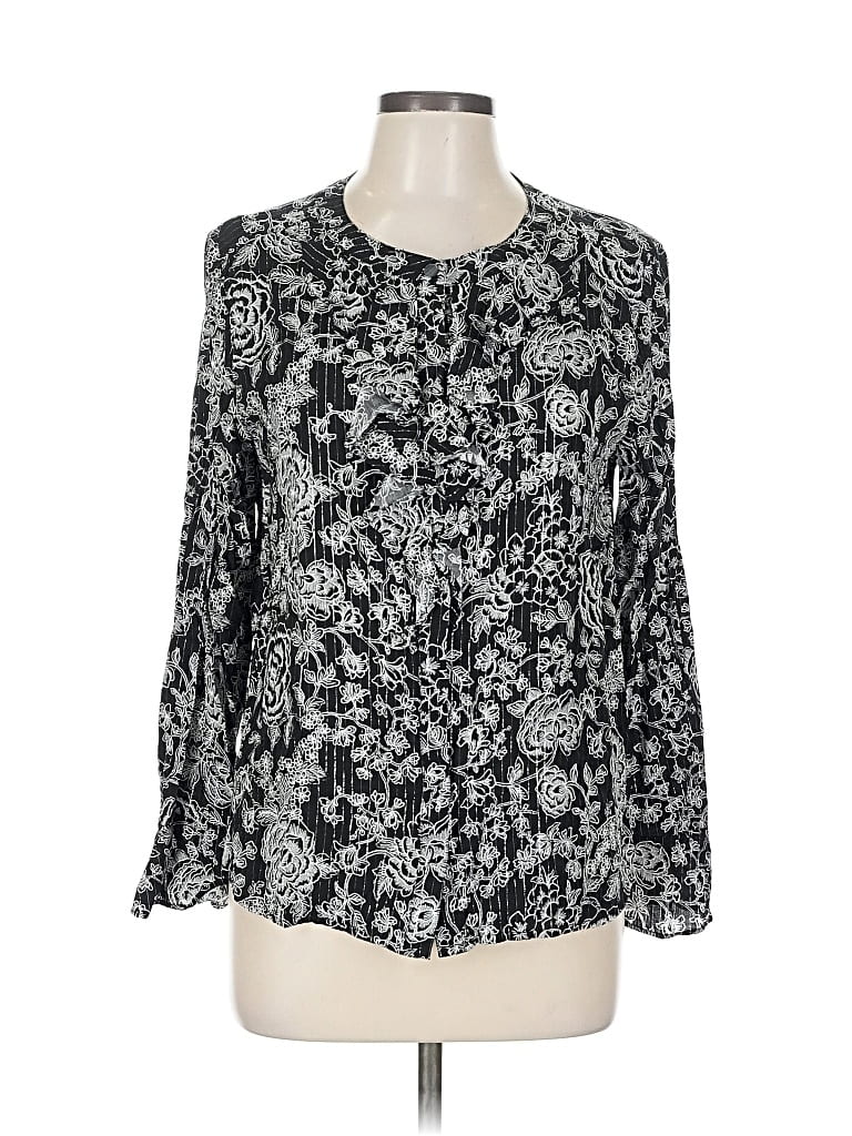 Pre-owned Ann Taylor Loft Long Sleeve Blouse In Black