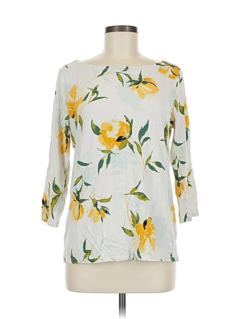 Pre-owned Ann Taylor Factory 3/4 Sleeve T-shirt In Yellow