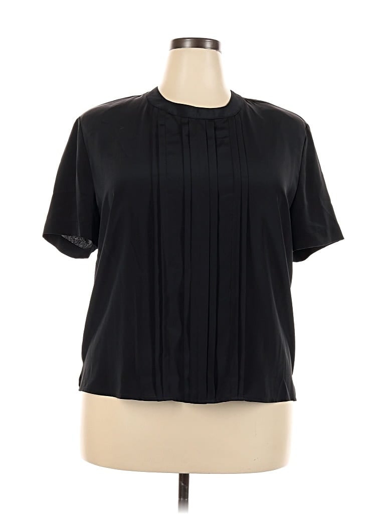 Pre-owned Karen Scott Short Sleeve Blouse In Black