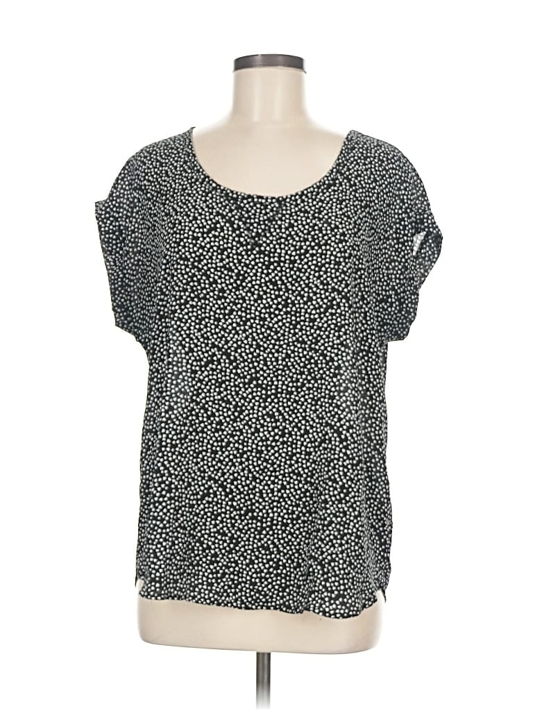 Pre-owned Pleione Short Sleeve Top Black Scoop Neck Tops