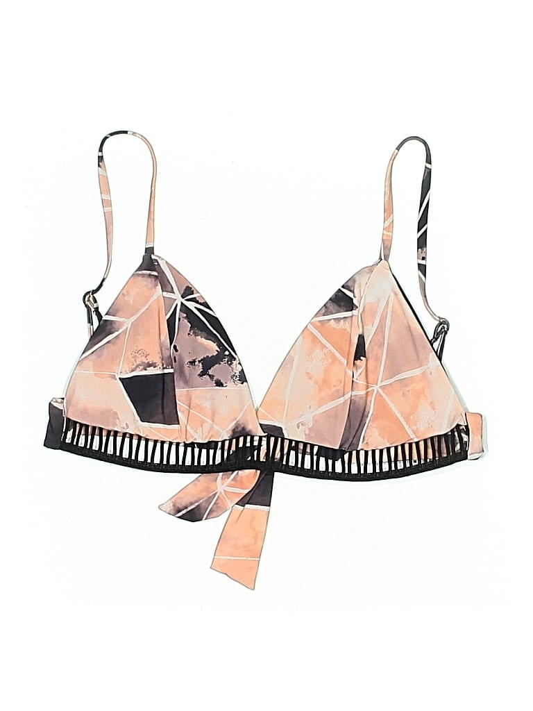 Pre-owned Malai Swimsuit Top Tan Graphic Pattern Swimwear In Brown