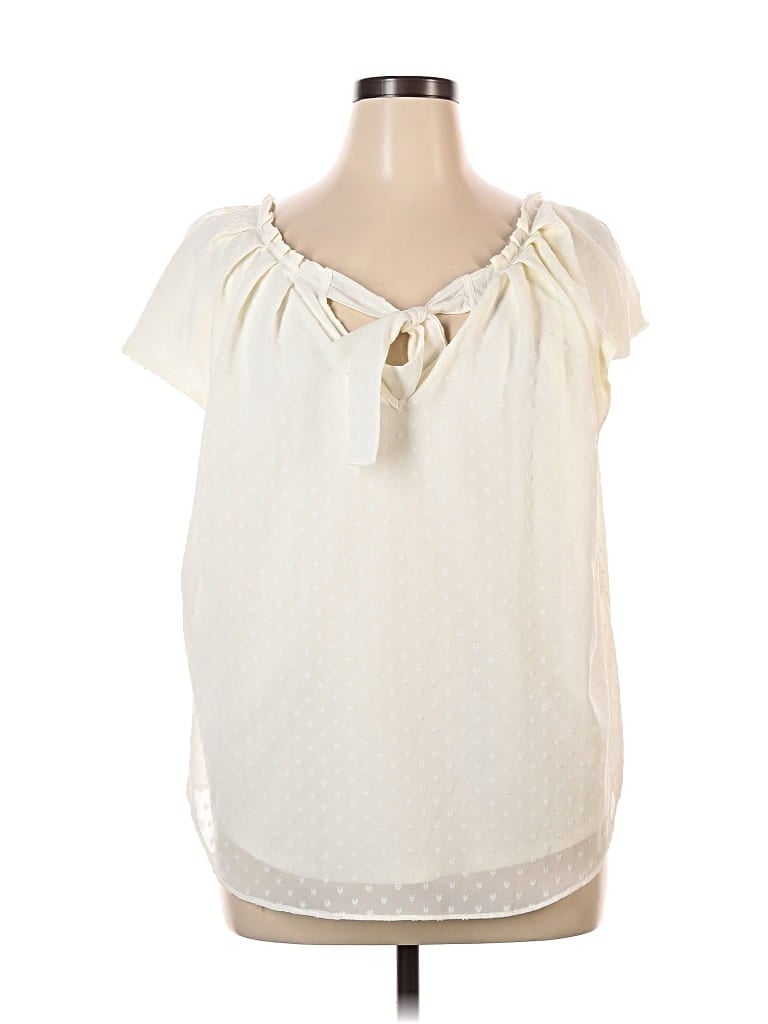 Pre-owned Lc Lauren Conrad Short Sleeve Blouse In White