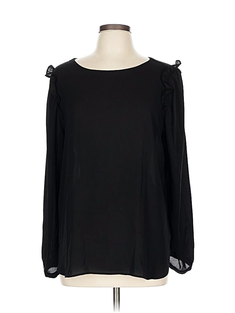 Pre-owned Ann Taylor Loft Long Sleeve Blouse In Black