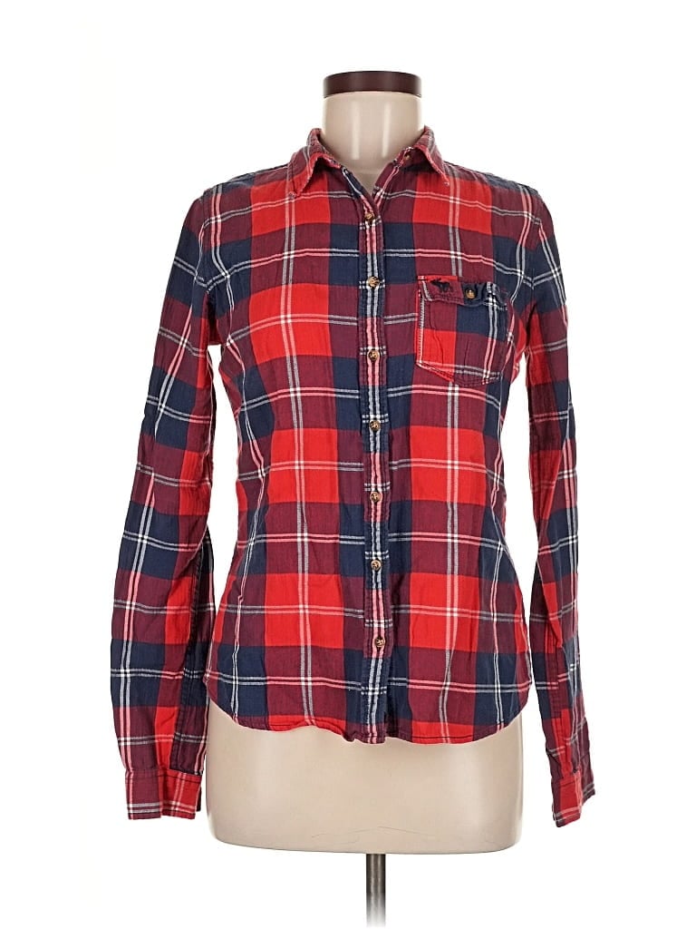 Pre-owned Abercrombie & Fitch Long Sleeve Button Down Shirt In Red