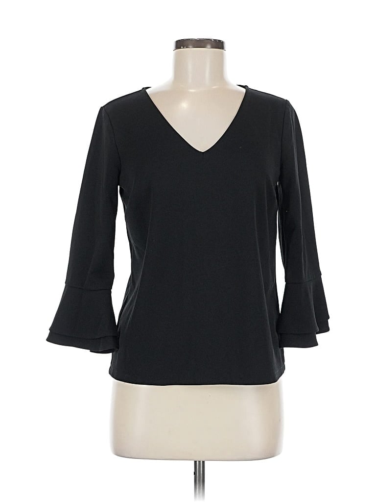 Click to view more detailed imagery on our partner's website Pre-owned Ann Taylor 3/4 Sleeve Top Black V Neck Tops