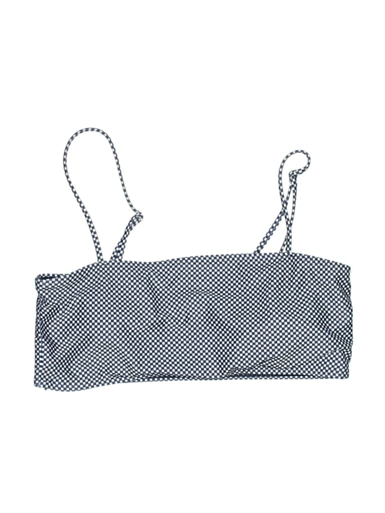 UNBRANDED Pre-owned Swimsuit Top Gray Checkered/gingham Pattern Swimwear