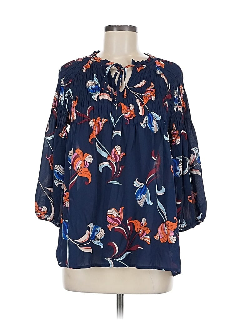 Pre-owned A.n.a. A New Approach 3/4 Sleeve Blouse In Blue