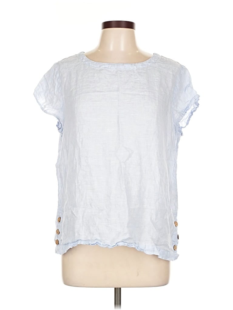 Pre-owned Cynthia Rowley Tjx Short Sleeve Top Blue Keyhole Neckline Tops