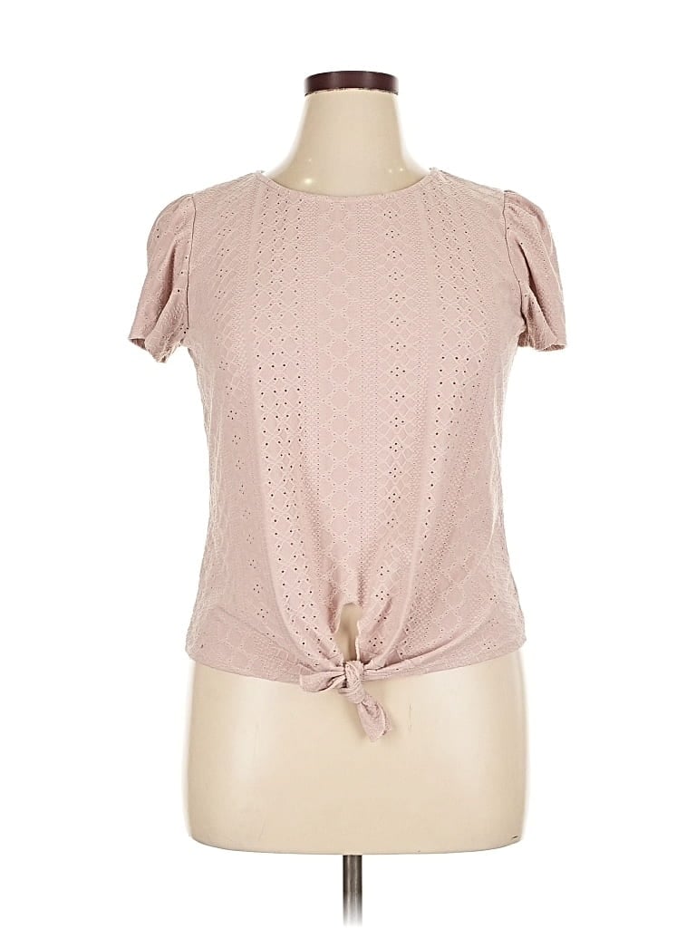 Pre-owned W5 Short Sleeve Top Pink Keyhole Neckline Tops
