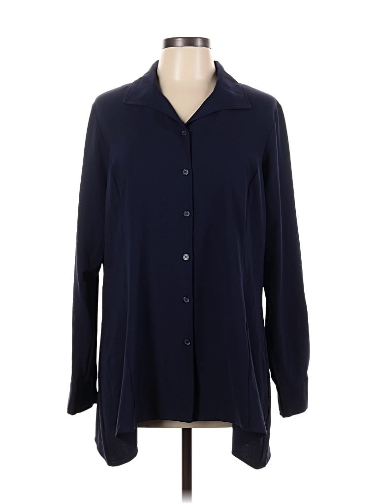 Pre-owned Linea By Louis Dell'olio Long Sleeve Blouse In Blue
