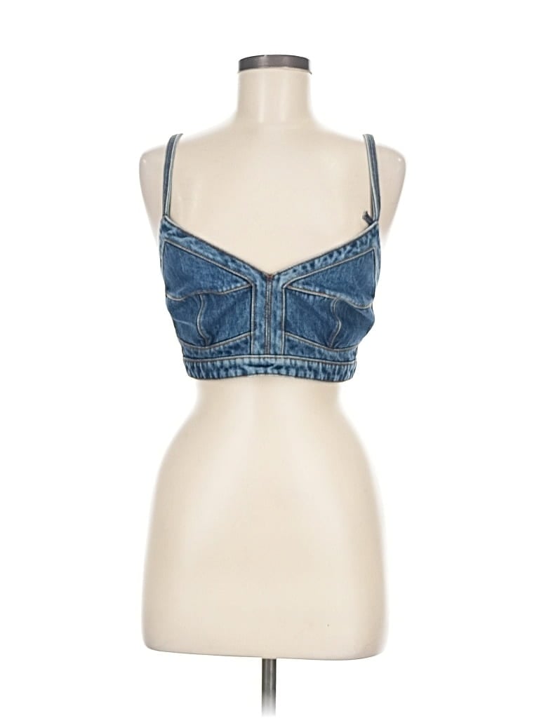 Pre-owned Alexander Mcqueen Tank Top Blue Strapless Neckline Tops