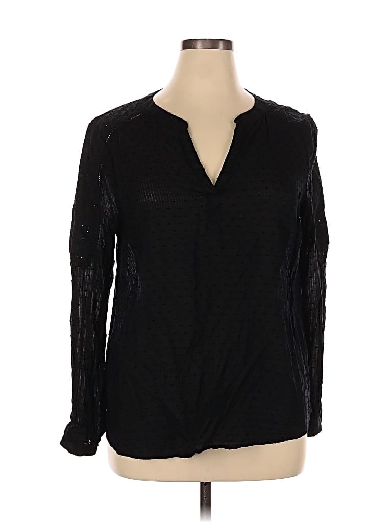 Pre-owned New Directions Long Sleeve Blouse In Black