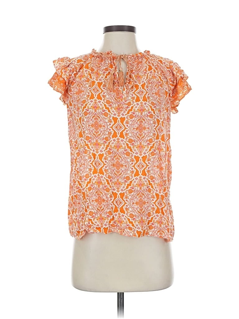 Click to view more detailed imagery on our partner's website Pre-owned Rose + Olive Short Sleeve Blouse In Orange