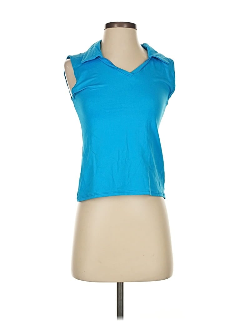 Pre-owned Dona Jo Sleeveless Blouse In Blue