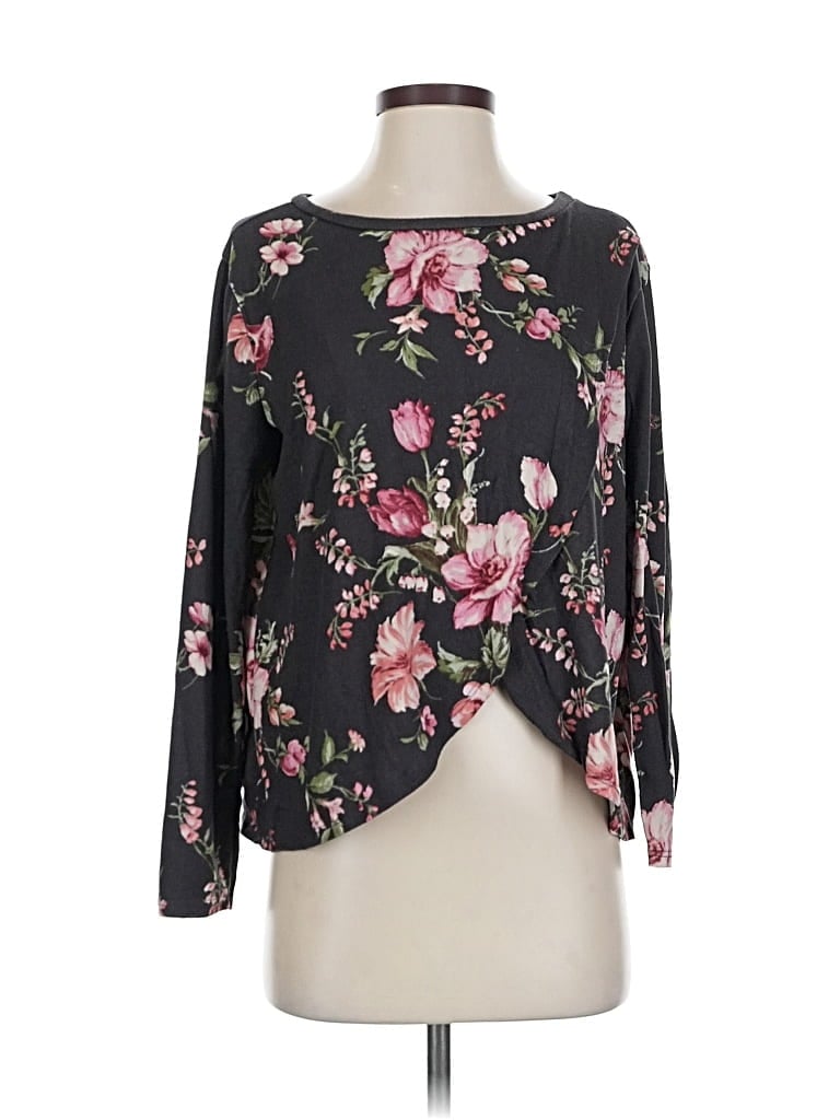 AGNES & DORA Pre-owned Long Sleeve Top Gray Boatneck Tops