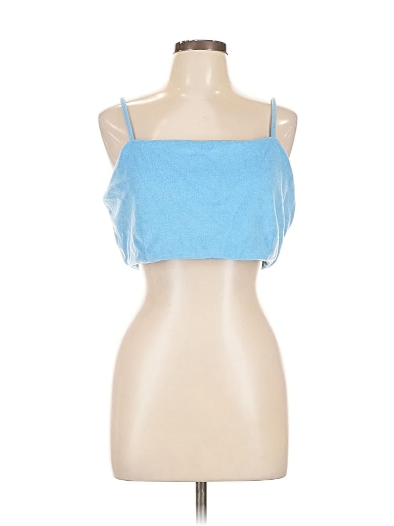 Pre-owned 7 For All Mankind Tube Top Blue Strapless Neckline Tops