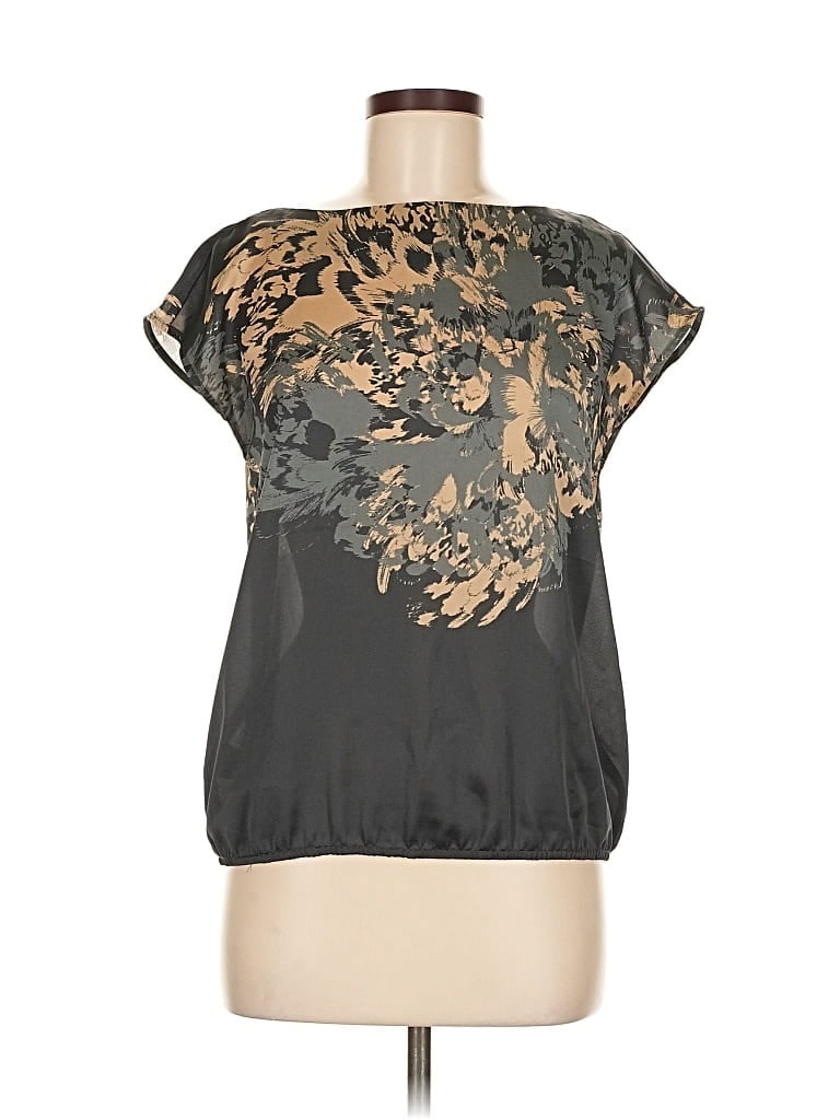 Pre-owned Ann Taylor Loft Short Sleeve Blouse In Black
