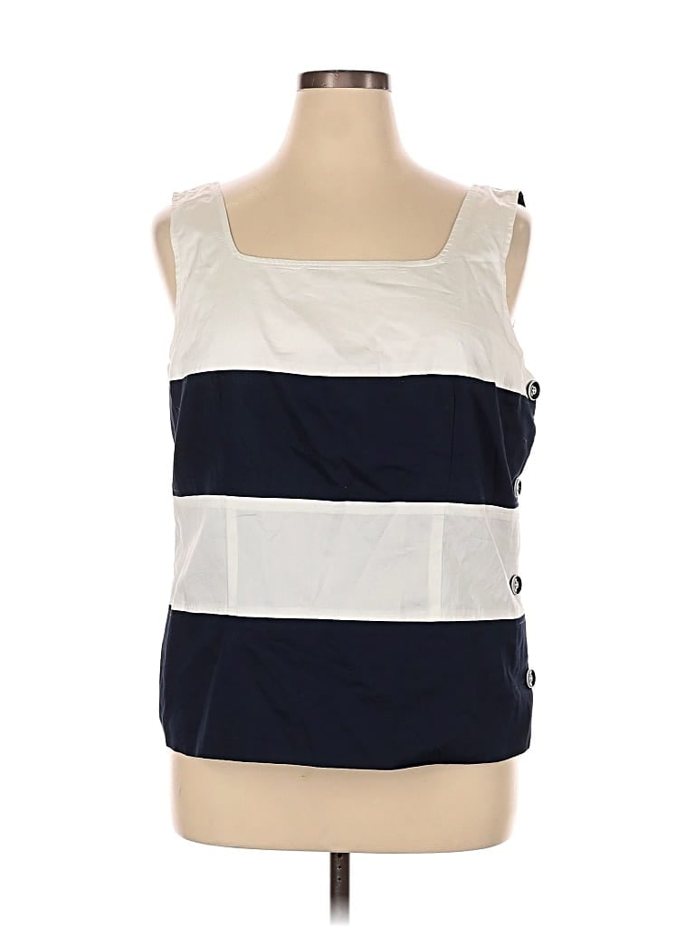 Pre-owned Jones New York Signature Sleeveless Top White Square Neckline Tops