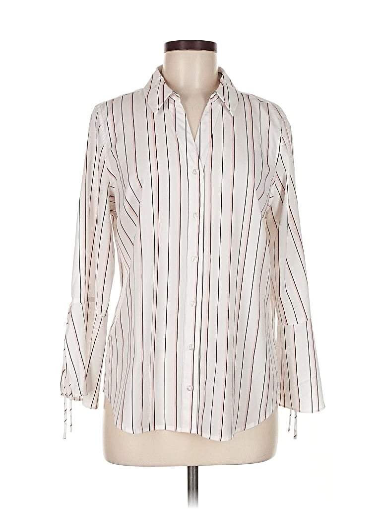 Pre-owned Roz & Ali 3/4 Sleeve Blouse In White