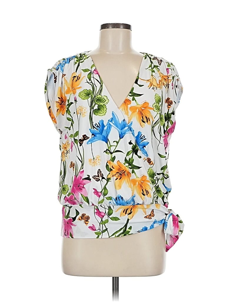 INC INTERNATIONAL CONCEPTS Pre-owned Short Sleeve Blouse In White