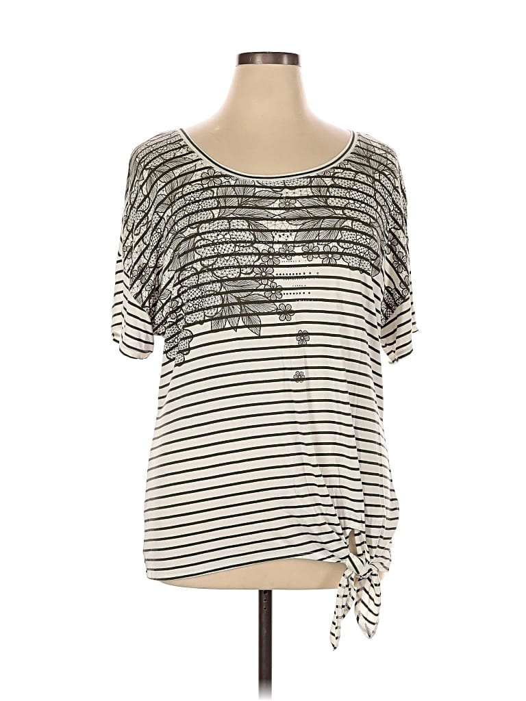 Pre-owned Christopher & Banks Short Sleeve Top Silver Scoop Neck Tops