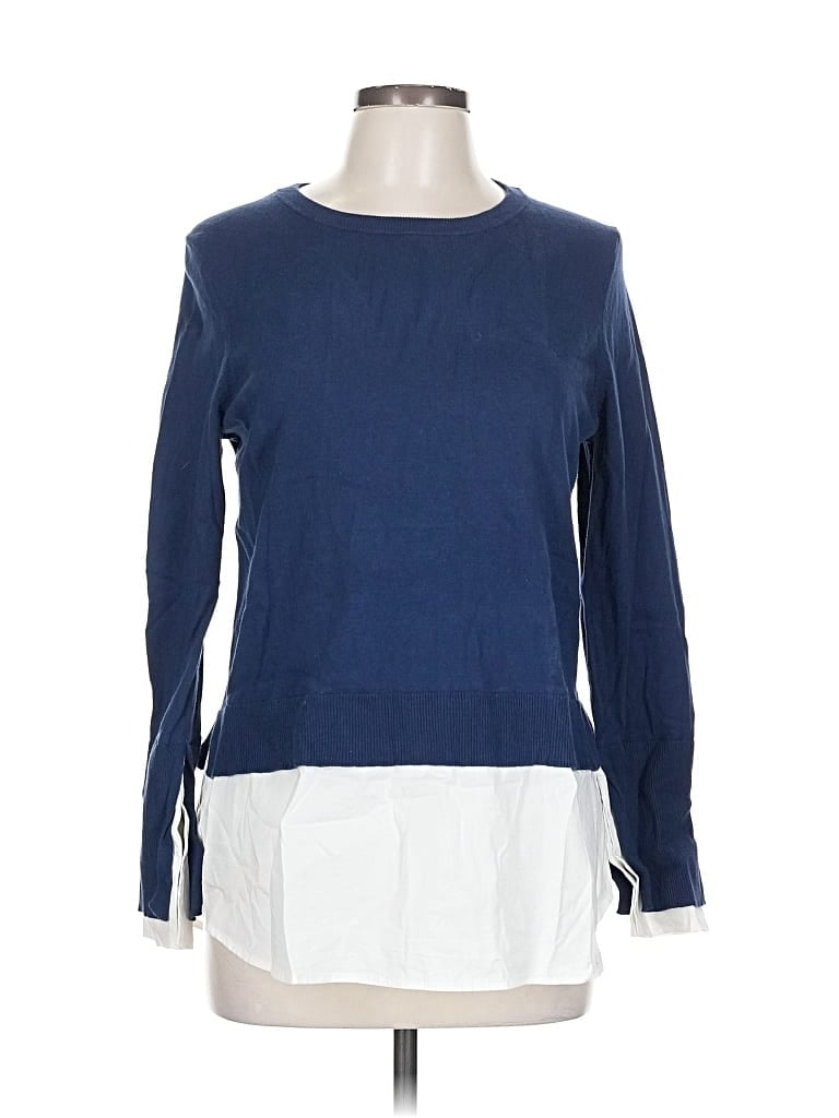 Pre-owned Vince Camuto Long Sleeve Top Blue Crew Neck Tops