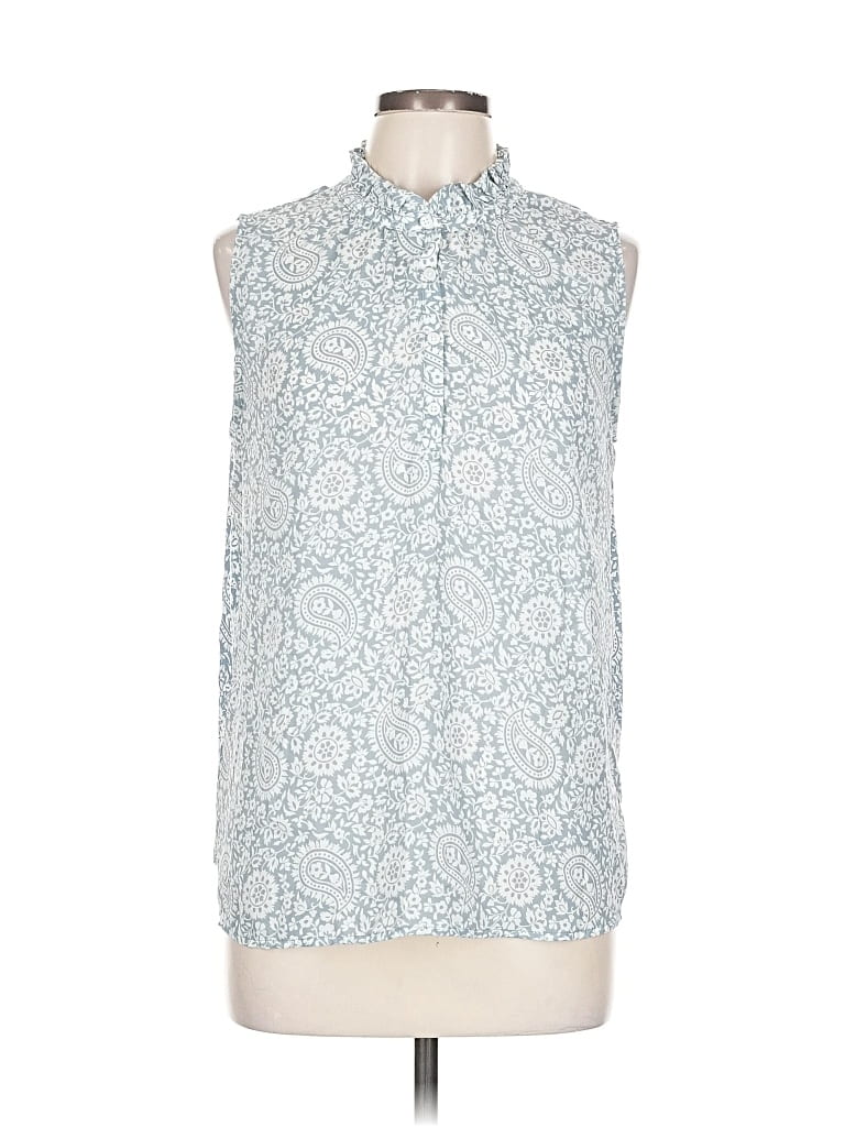 Pre-owned Ann Taylor Loft Outlet Sleeveless Button Down Shirt In Blue