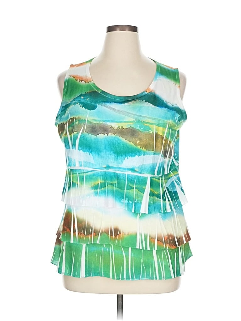 Pre-owned Coldwater Creek Tank Top Green Halter Neckline Tops