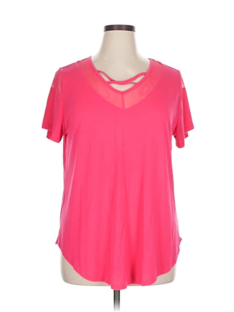 NEW YORK LAUNDRY Pre-owned Short Sleeve Top Pink Keyhole Neckline Tops