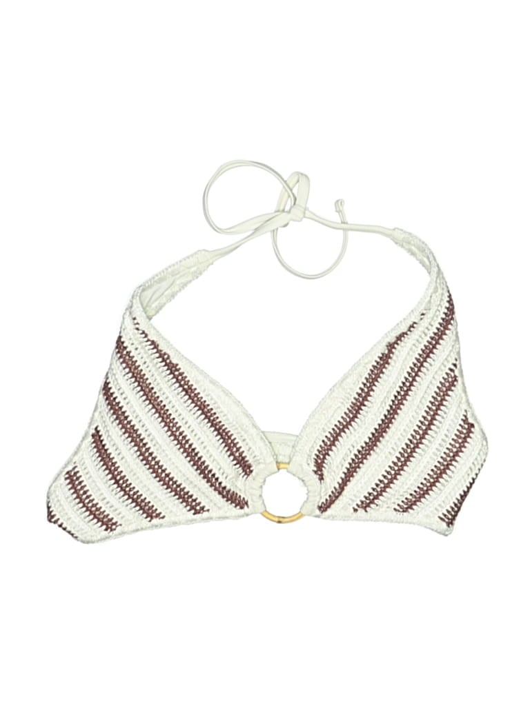 Pre-owned Aerie Swimsuit Top Ivory Tweed Pattern Swimwear In White