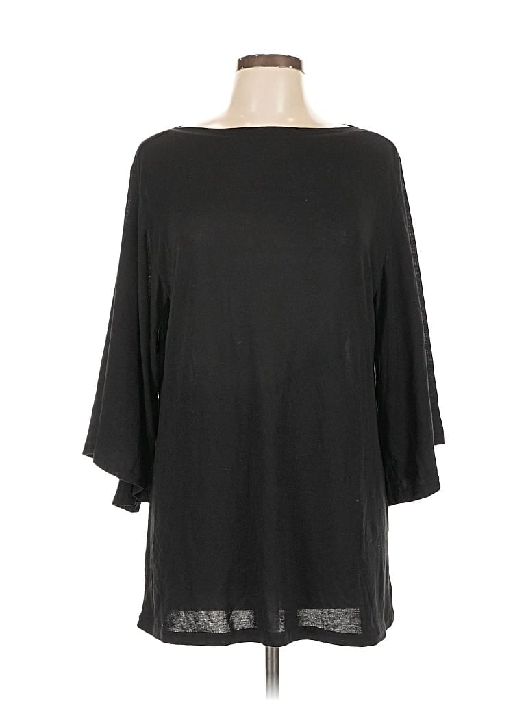 AMARYLLIS Pre-owned 3/4 Sleeve Top Black Boatneck Tops