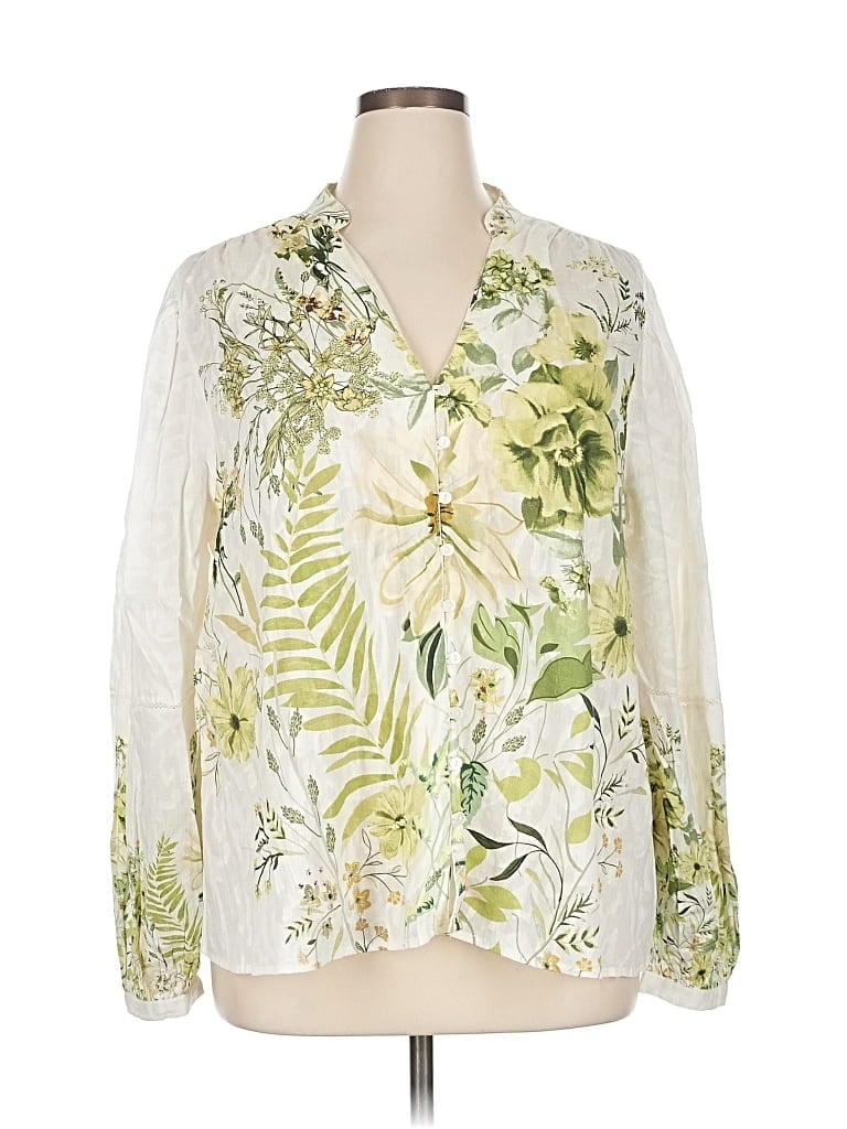 Pre-owned Forever That Girl For Anthropologie Long Sleeve Blouse In White