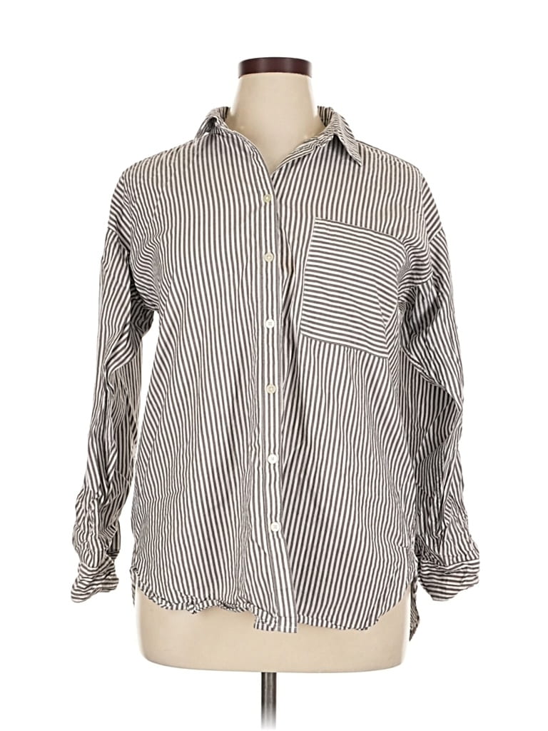 Pre-owned Ann Taylor Loft Long Sleeve Button Down Shirt In White