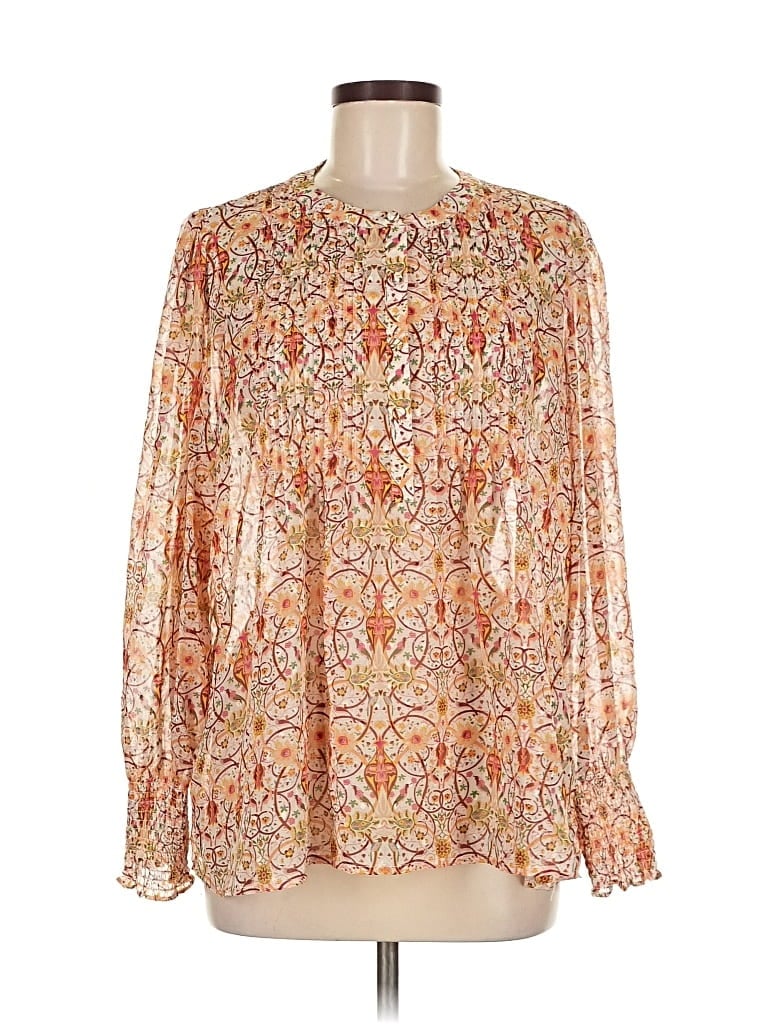 Pre-owned Biltmore Long Sleeve Blouse In Orange