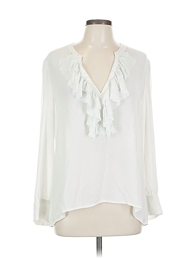 Pre-owned Chico's Long Sleeve Blouse In White