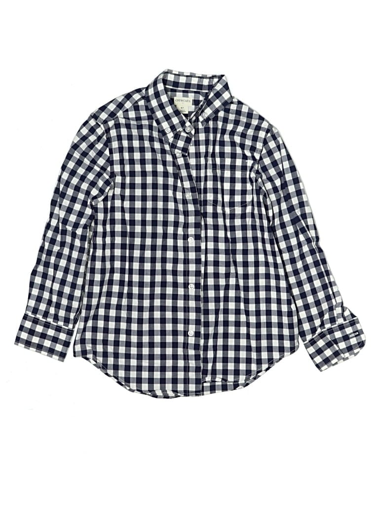 Pre-owned Crewcuts Outlet Kids' Long Sleeve Button Down Shirt In Blue