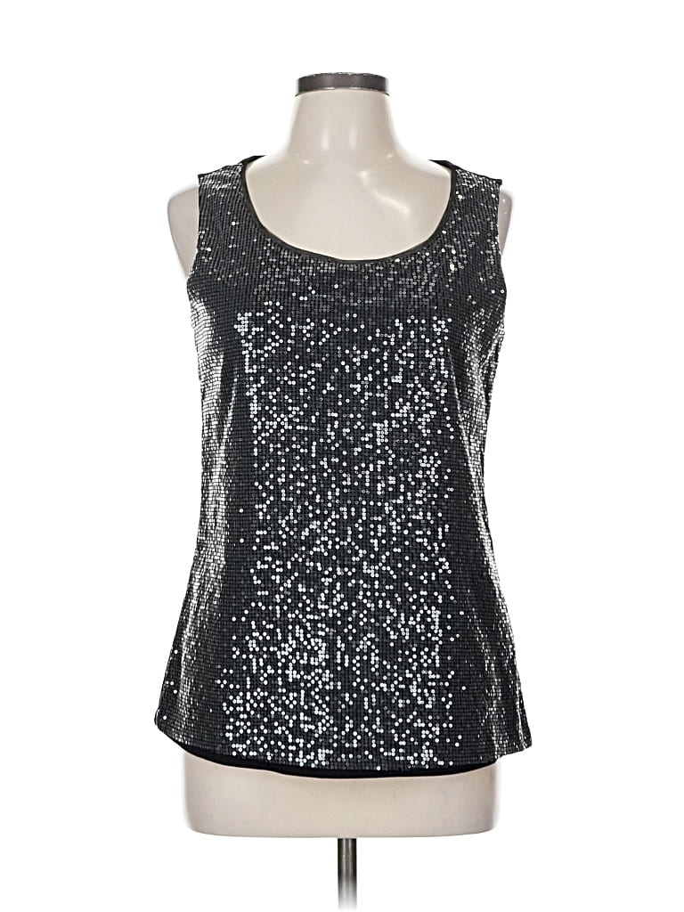 Pre-owned Coldwater Creek Sleeveless Top Silver Scoop Neck Tops
