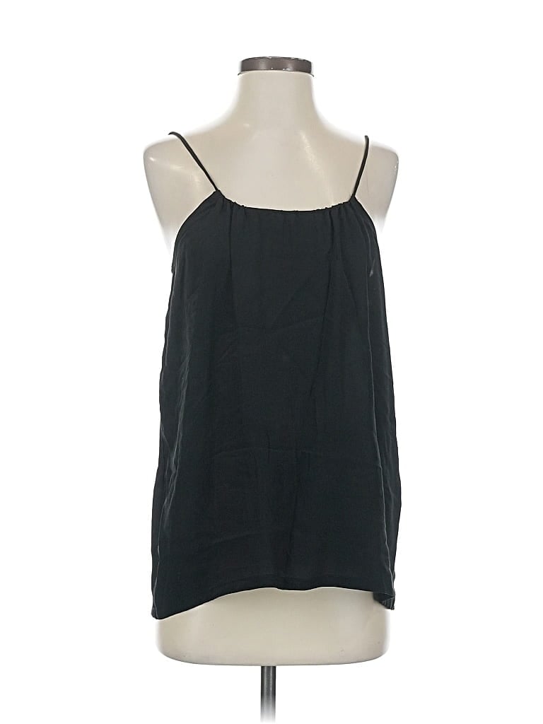 Pre-owned Olivaceous Sleeveless Silk Top Black Halter Neckline Tops