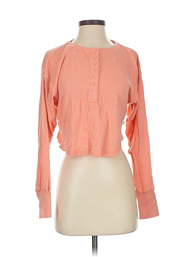 Pre-owned Out From Under Long Sleeve Henley Shirt In Orange