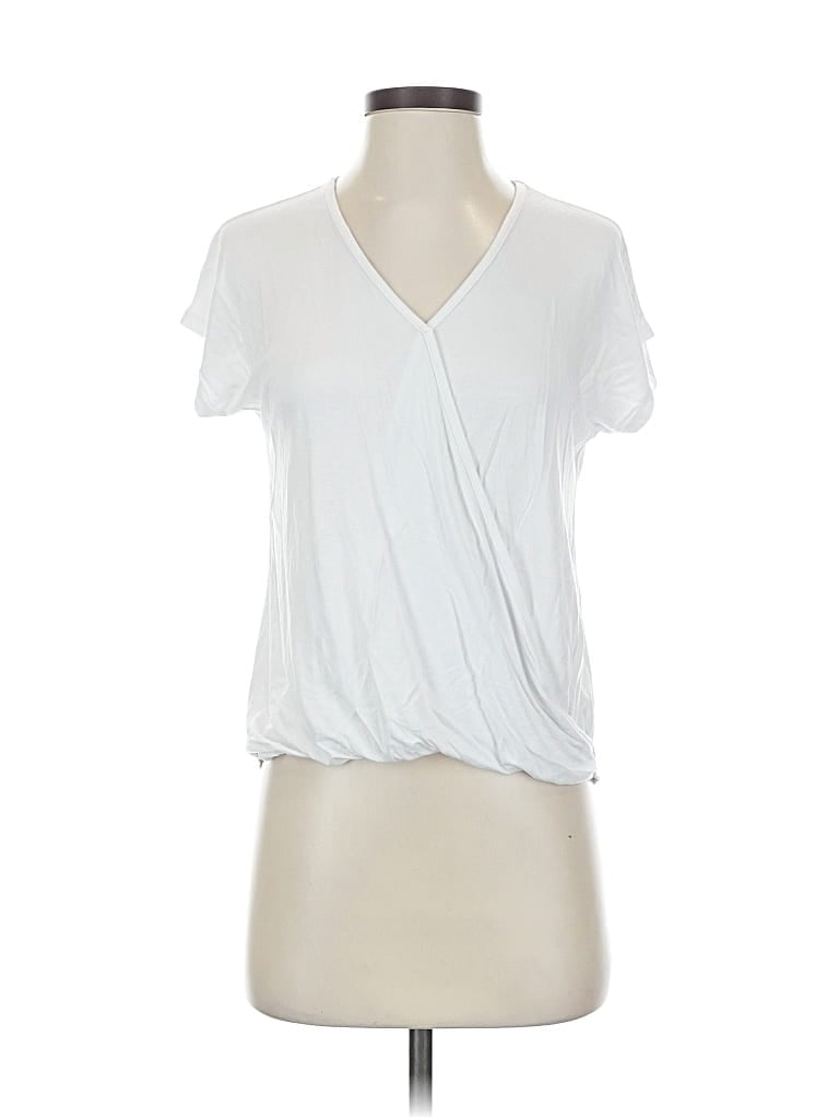 Pre-owned Rachel Zoe Tjx Short Sleeve Top White Plunge Neckline Tops