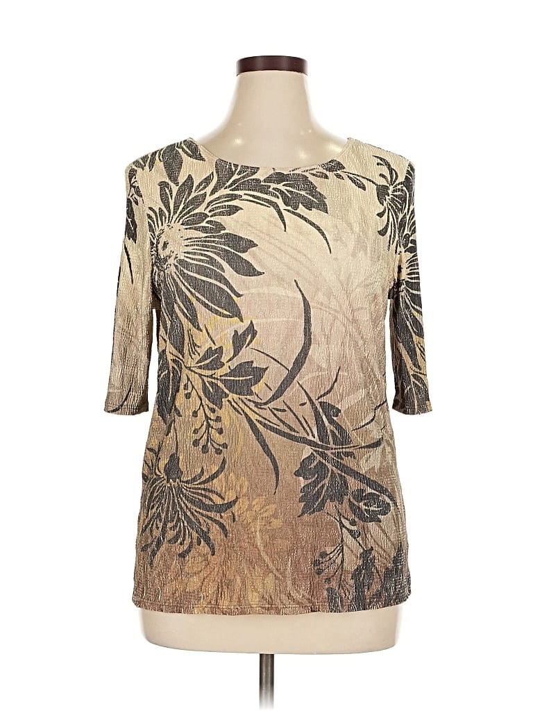 Pre-owned Coldwater Creek 3/4 Sleeve Top Gold Scoop Neck Tops