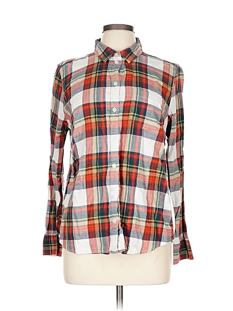 Pre-owned J.crew Factory Store Long Sleeve Button Down Shirt In Red