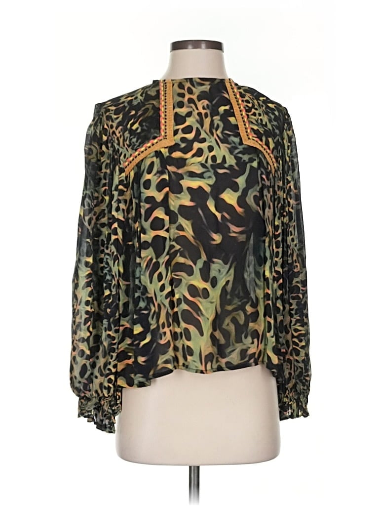Pre-owned Blank London Long Sleeve Blouse In Green