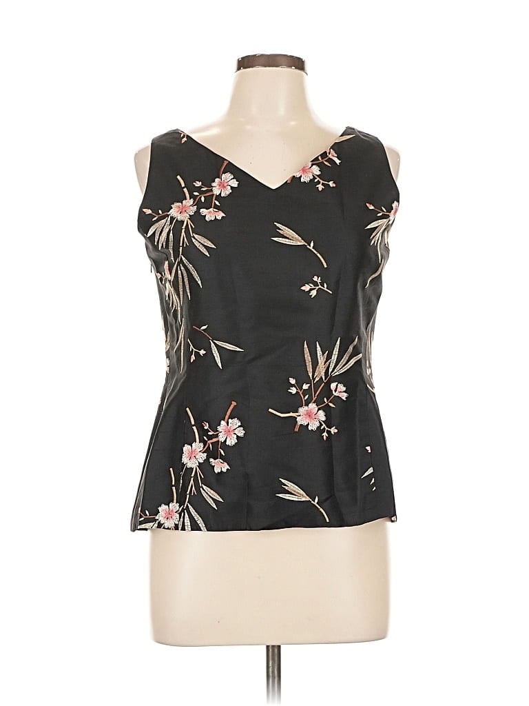 Pre-owned Dana Buchman Sleeveless Silk Top Black Strapless Neckline Tops