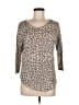 Almost Famous Animal Print Tan 3/4 Sleeve T-Shirt Size M - photo 1
