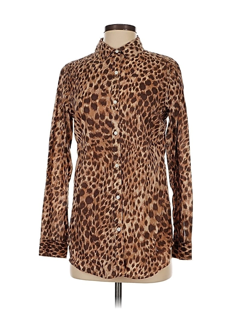 Pre-owned J. Mclaughlin Long Sleeve Blouse In Brown