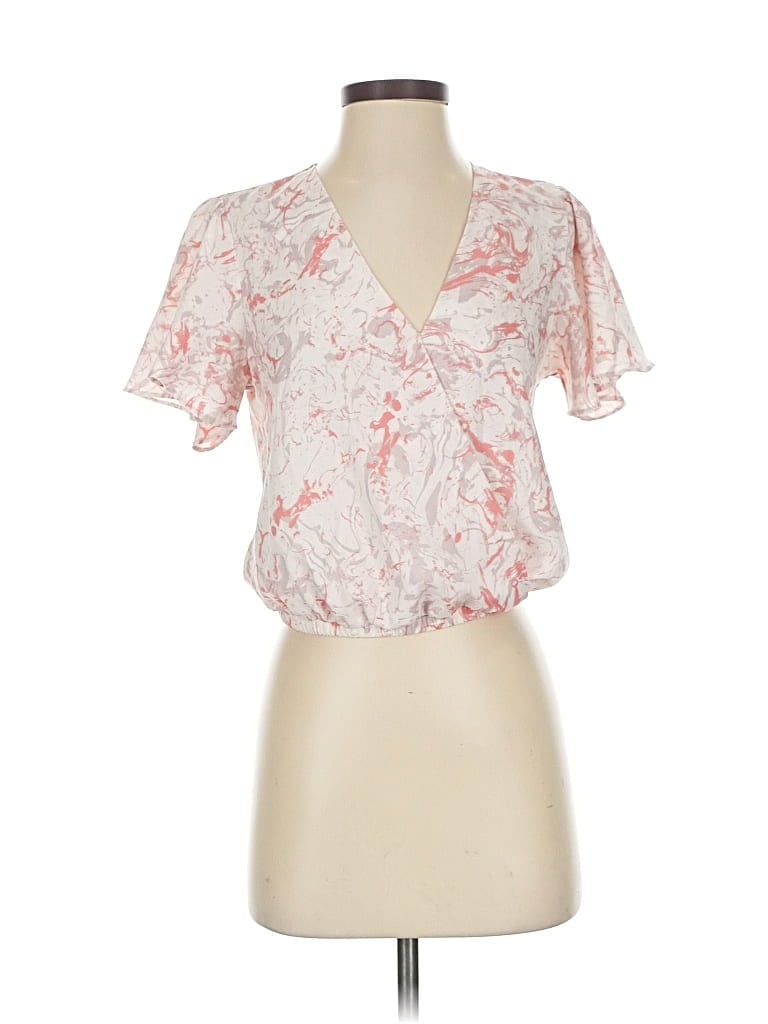 Pre-owned Astr Short Sleeve Blouse In Pink