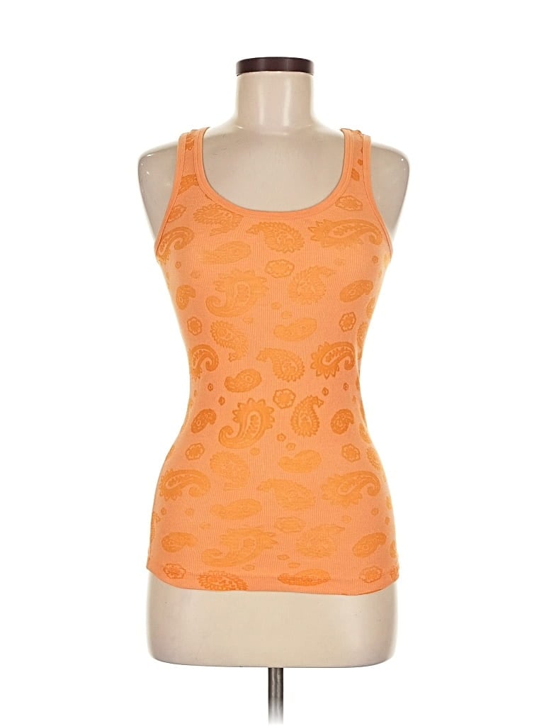 Pre-owned Unbranded Tank Top Orange Halter Neckline Tops