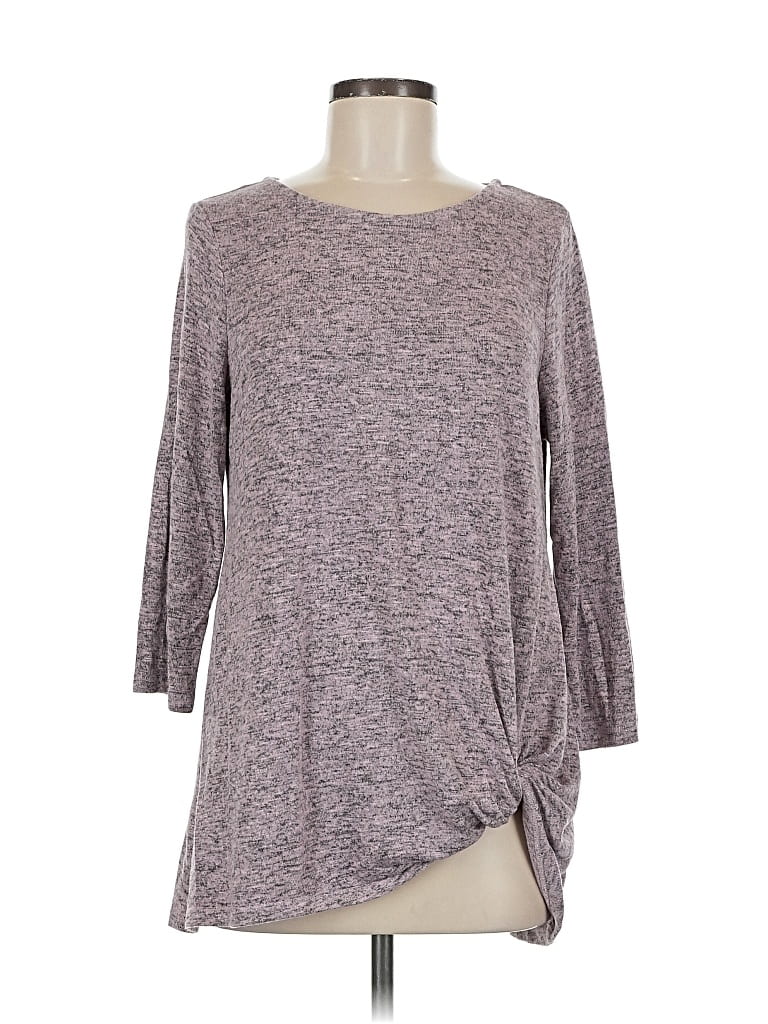 Pre-owned Chelsea & Theodore 3/4 Sleeve Top Gray Crew Neck Tops